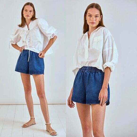 NWT Hunter Bell Courtland Pull-On Cotton Elastic Waist Denim Short Blue Size: S - Picture 8 of 8